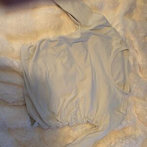 Lululemon Athletica Cream Long Sleeve Top with ribbed sides